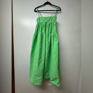 ASOS Edition Green Tiered Midi Dress Strappy Cotton US 4 Vacation Resort Wear